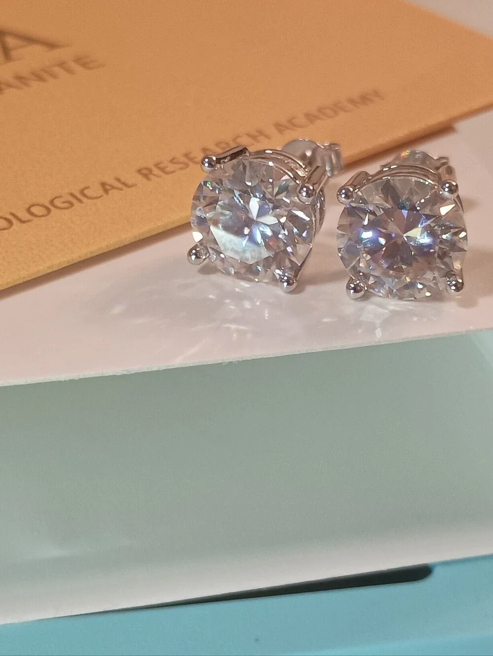 Huge 6CT Moissanite Prong Studs Earrings Real 925 Silver 18k G/P GRA Certificate